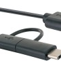 Schwarzes Schwaiger USB-Kabel: USB-C auf Micro-USB, 1m, zum Laden und Synchronisieren.