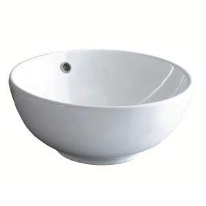 Weißes rundes NEG Aufsatz-Waschbecken Uno20A aus Keramik mit Überlauf. Modernes Design für Bad und Gäste-WC.