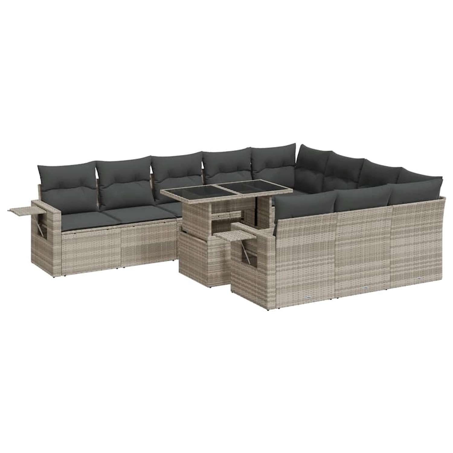 vidaXL 11-Tlg Garten-Sofagarnitur mit Kissen Hellgrau Poly Rattan 3326553 günstig online kaufen