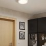 Weiße Eglo LED-Deckenleuchte Idun-E, 28,5 cm Durchmesser, warmweißes Licht für Wohnräume.