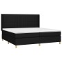 Schwarzes vidaXL Boxspringbett 200x200 cm mit Matratze und Stoffbezug.