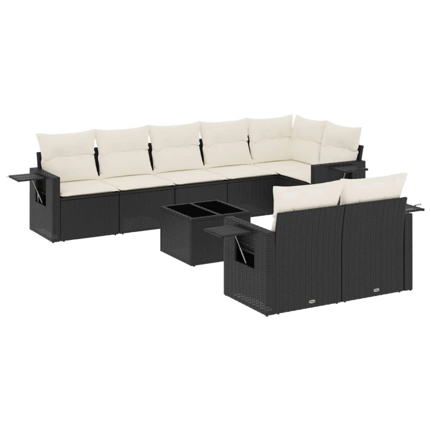 vidaXL 9-Tlg Garten-Sofagarnitur mit Kissen Schwarz Poly Rattan 3252763 günstig online kaufen