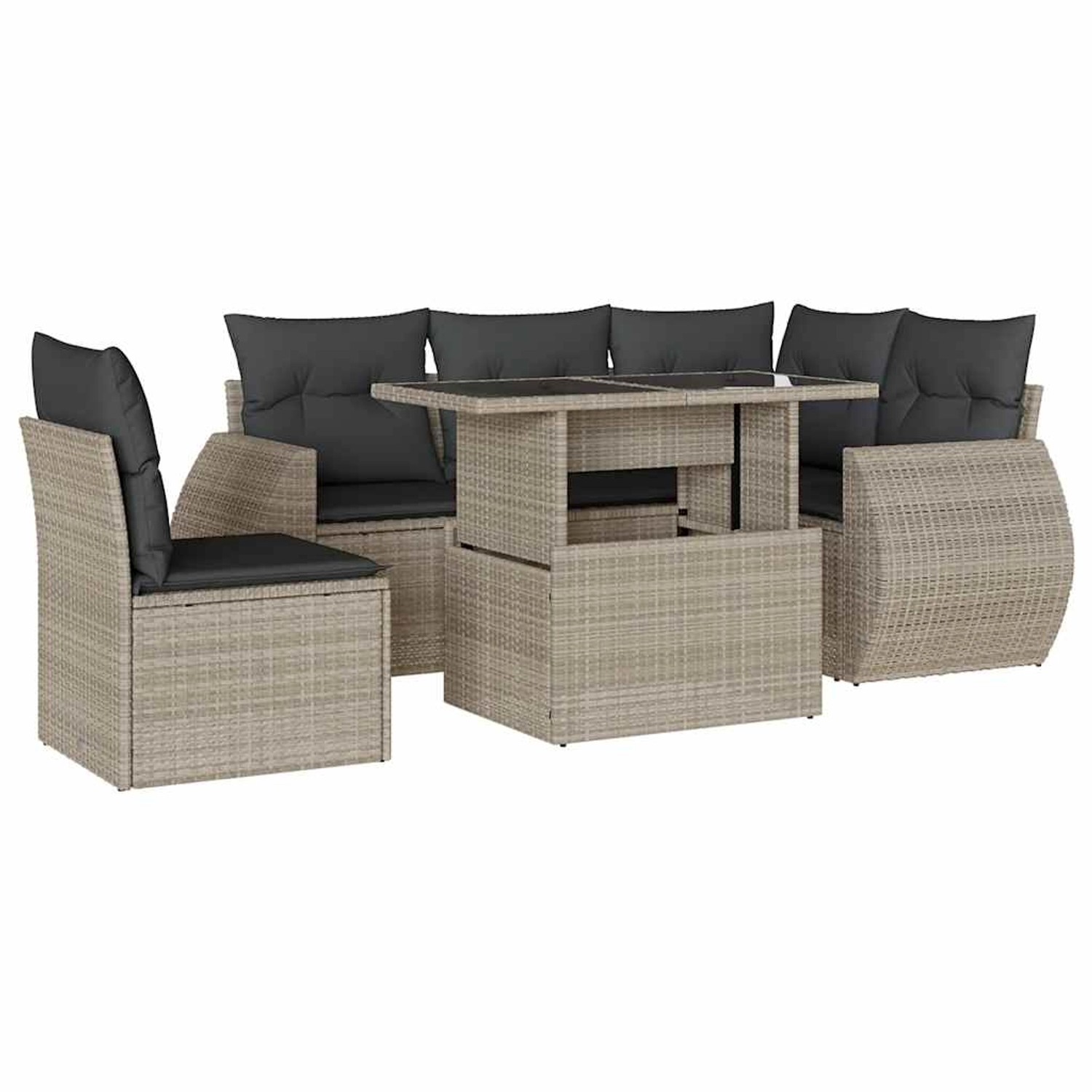 vidaXL 6-Tlg Garten-Sofagarnitur mit Kissen Hellgrau Poly Rattan 3268542 günstig online kaufen