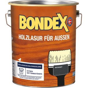 Dose Bondex Holzlasur für Außen, Anthrazit, 4 l. Holzschutz für Zäune, Fenster und mehr.