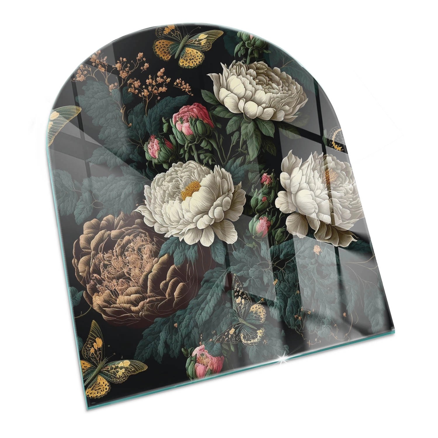 Tulup Glasplatte für Kamin Blumenmuster mit Schmetterlingen Glasplatte unte günstig online kaufen