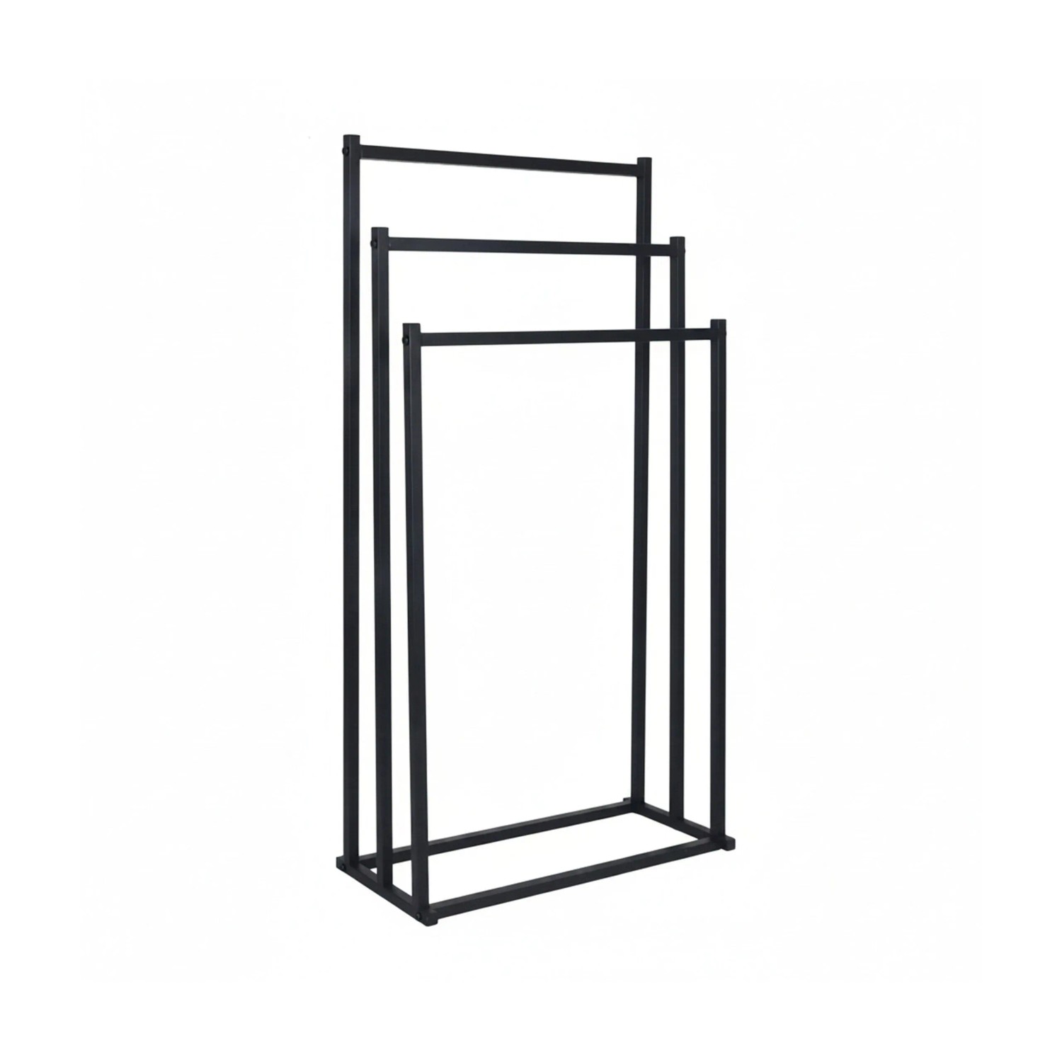 Relaxdays Handtuchständer Eisen Schwarz mit 3 Stangen Freistehend 86 cm x 44 cm x 21 cm 1,7 kg
