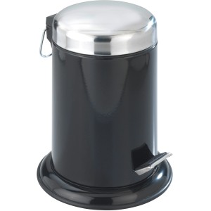 Schwarzer Wenko Kosmetik Treteimer Retoro mit Edelstahldeckel, 3 Liter Fassungsvermögen.