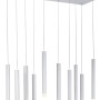 Moderne LED-Pendelleuchte Bruno mit 10 Aluminium-Leuchten, höhenverstellbar.