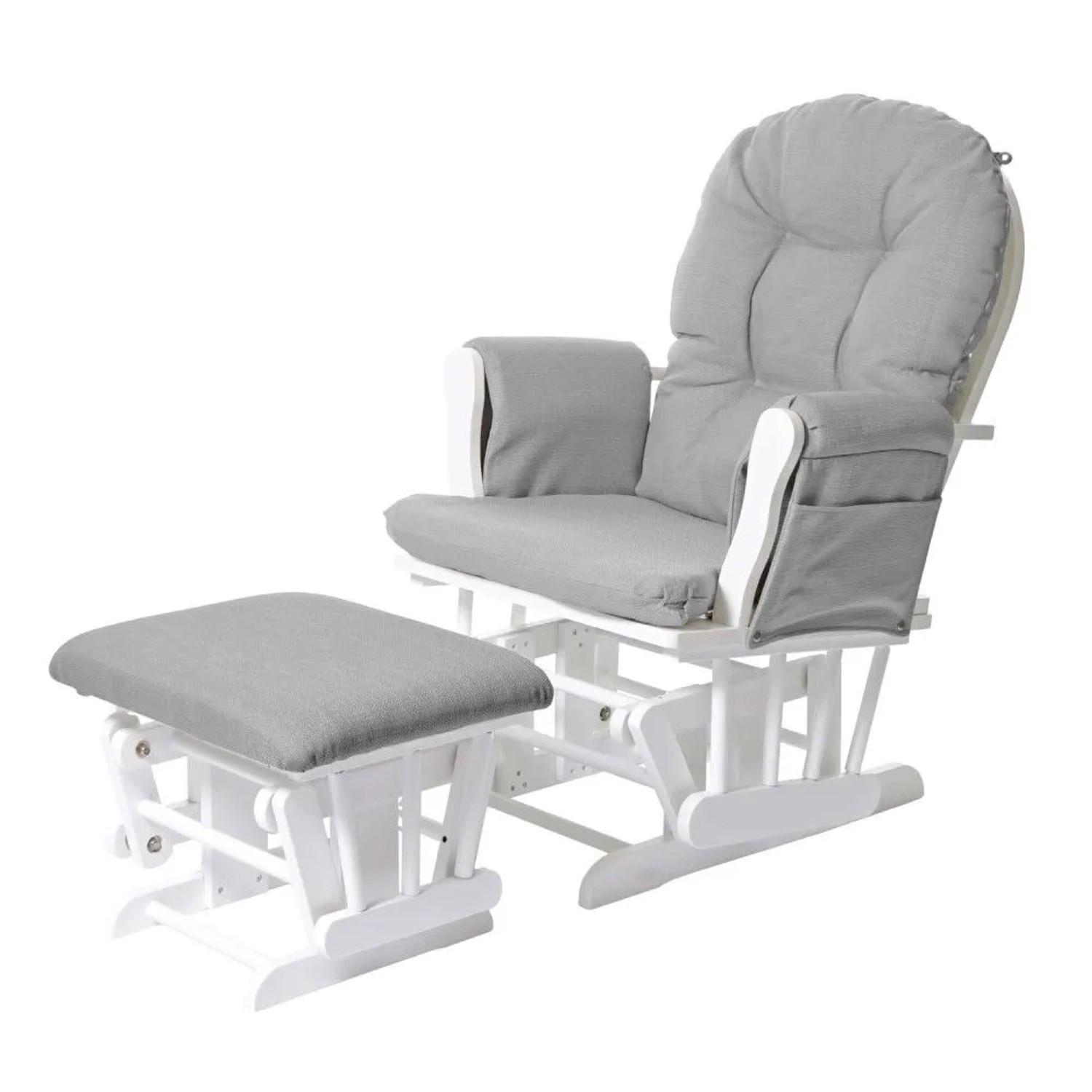 MCW Relaxsessel C76 Schwingstuhl Stoff/Textil Hellgrau Gestell Weiß