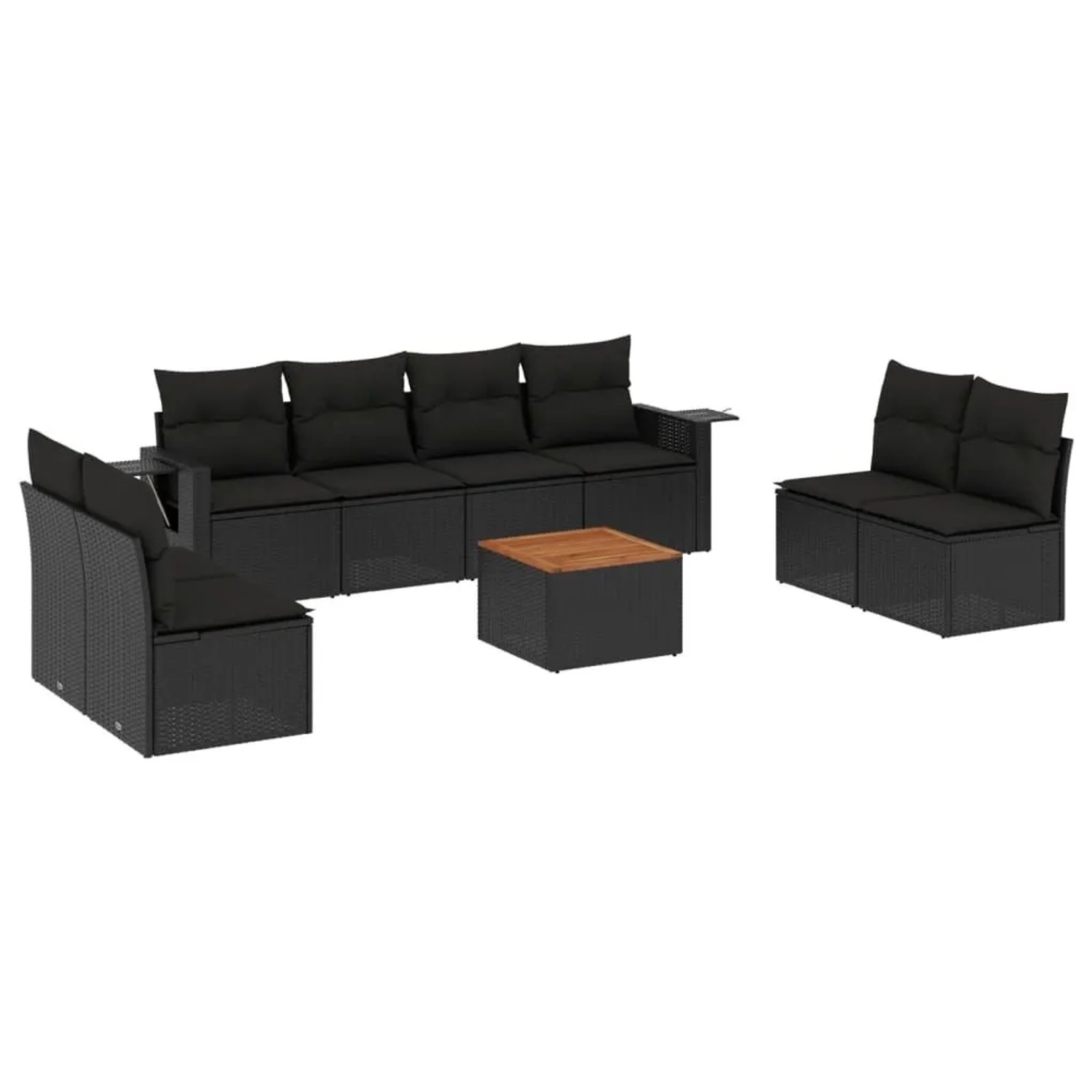 vidaXL 9-Tlg Garten-Sofagarnitur mit Kissen Schwarz Poly Rattan 3224522 günstig online kaufen