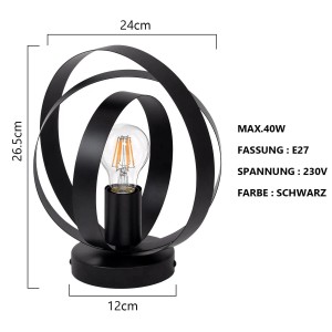 ZMH Deckenleuchte E27 Schwarz Industriedesign Metall 360° Schwenkbar Ø 24 cm