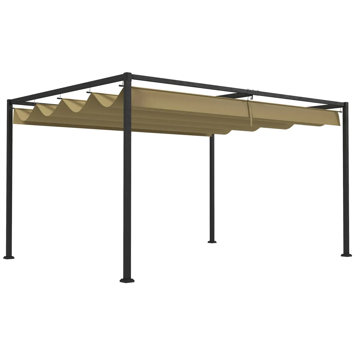 Outsunny Pergola Metall Polyester Khaki 298L x 213B x 221H cm günstig online kaufen