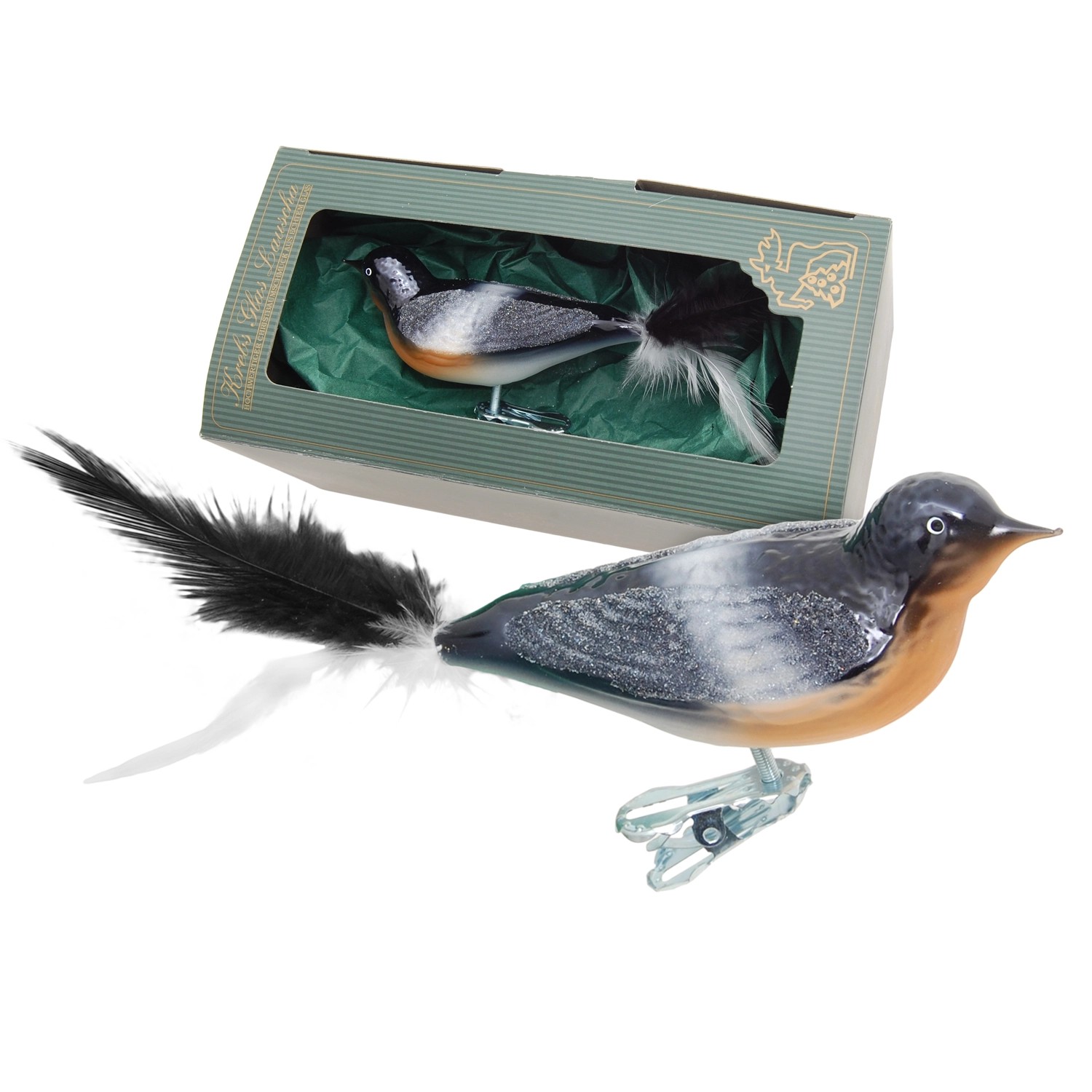 Krebs Glas Lauscha Weihnachtsornament Vogel Dompfaff 1-tlg. 7cm