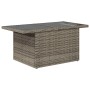 Grauer vidaXL Gartenmöbel Tisch aus Rattan mit Glasplatte, Teil der 11-tlg Sofagarnitur.