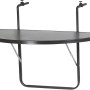 Halbrunder, anthrazitfarbener Balkonhängetisch 100x50 cm, platzsparend abklappbar.