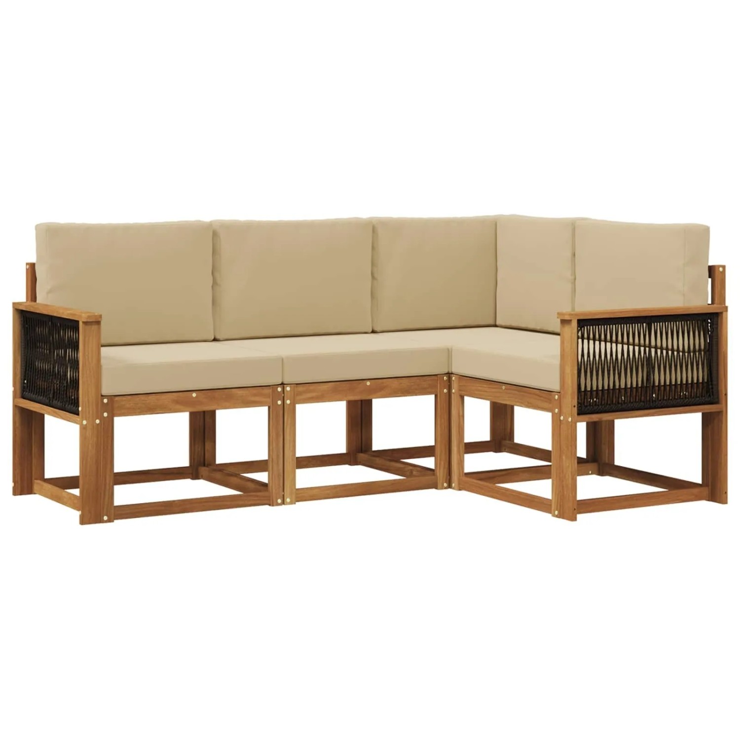 vidaXL Outdoor-Sofagarnitur mit Kissen 4 Stk Natur und Beige Polyester 3385174