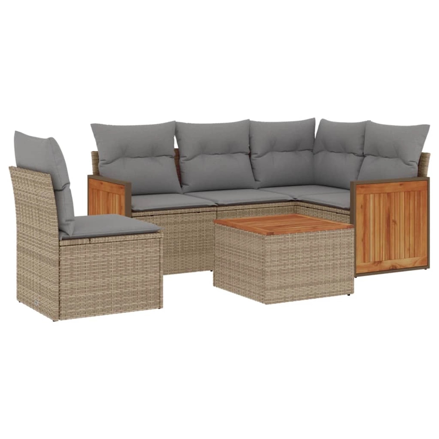 vidaXL 6-tlg Garten-Sofagarnitur mit Kissen Beige Poly Rattan Modell 174 günstig online kaufen