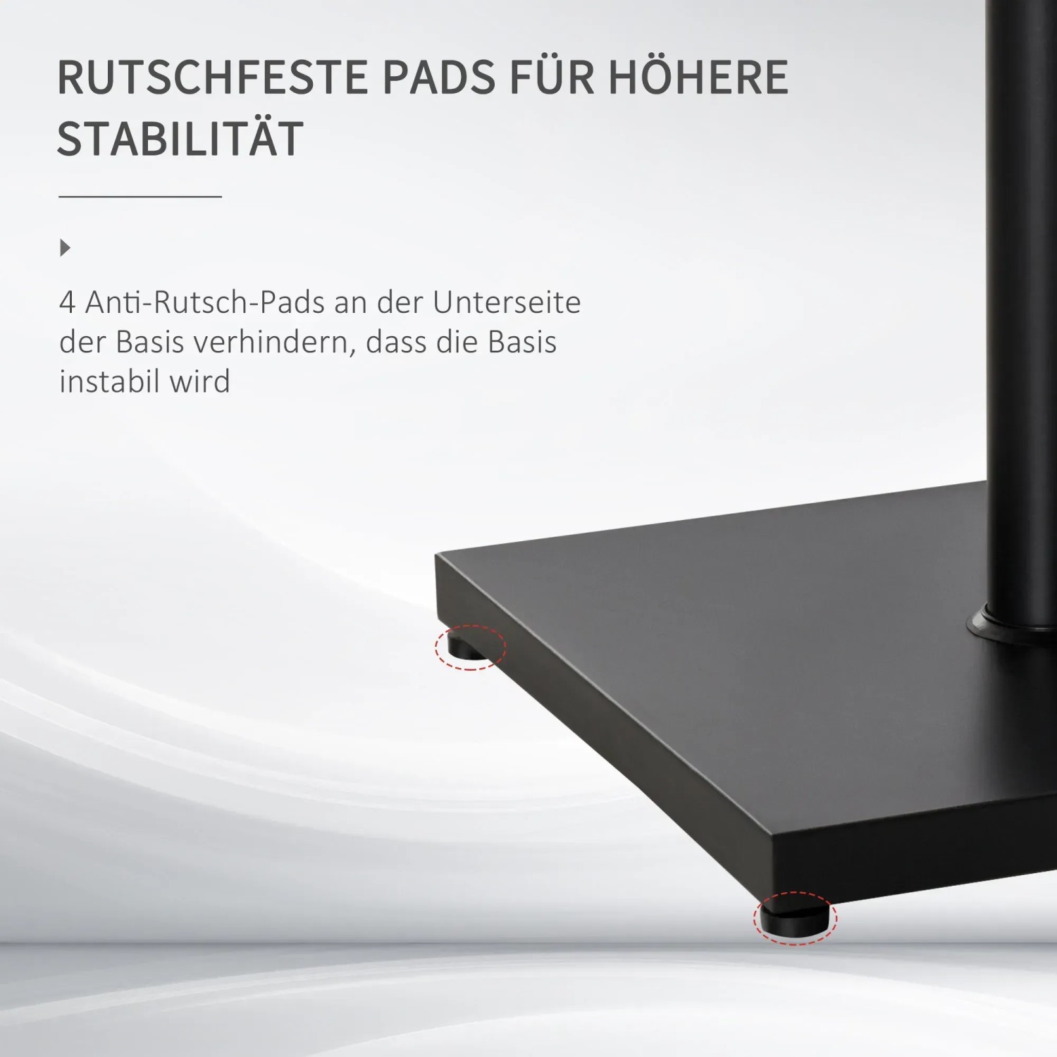 Detailaufnahme: Schwarzer Outsunny Sonnenschirmständer mit rutschfesten Pads für Stabilität.