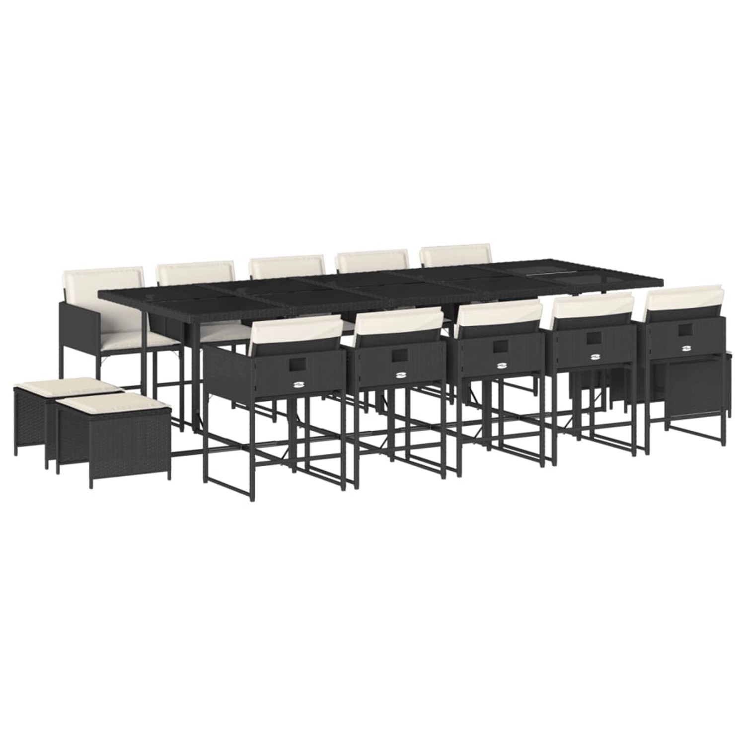 vidaXL 15-Tlg Garten-Essgruppe mit Kissen Schwarz Poly Rattan 3211350 günstig online kaufen