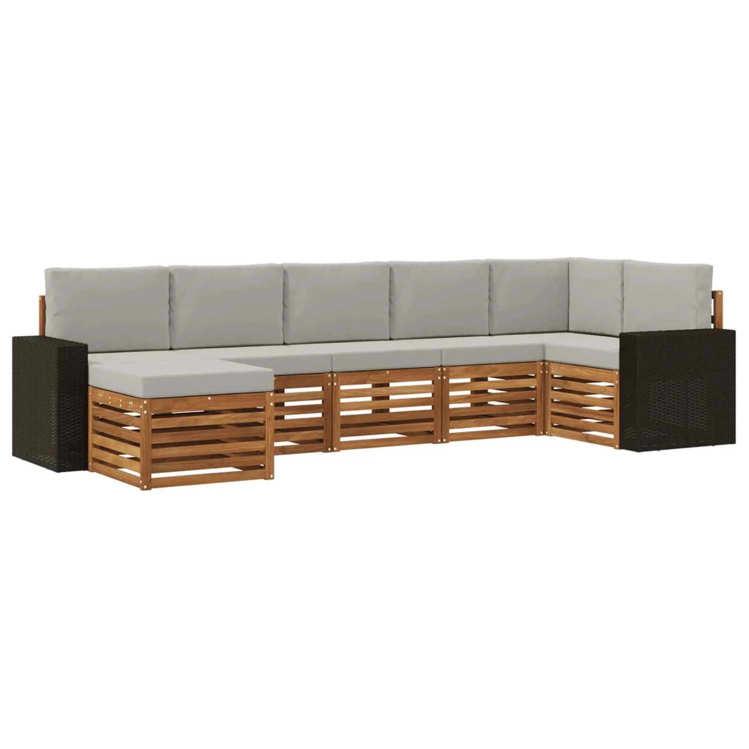 vidaXL Ecksofa Set mit Kissen 7 Stk Natur und Hellgrau 3384632