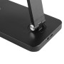Detailaufnahme der schwarzen LED-Tischlampe Lomina mit USB-Anschluss und verstellbarem Gelenk.