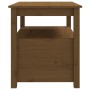 Couchtisch Honigbraun aus Kiefernholz mit Schubladen und Ablage.
