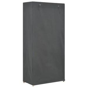 Grauer 3-Stufen Kleiderschrank (79x40x170cm) mit Stoffbezug für Kleidung und Accessoires.