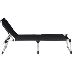 Schwarze Siena Garden Dreibeinliege Alu-XXL, verstellbare Sonnenliege mit Aluminiumgestell.