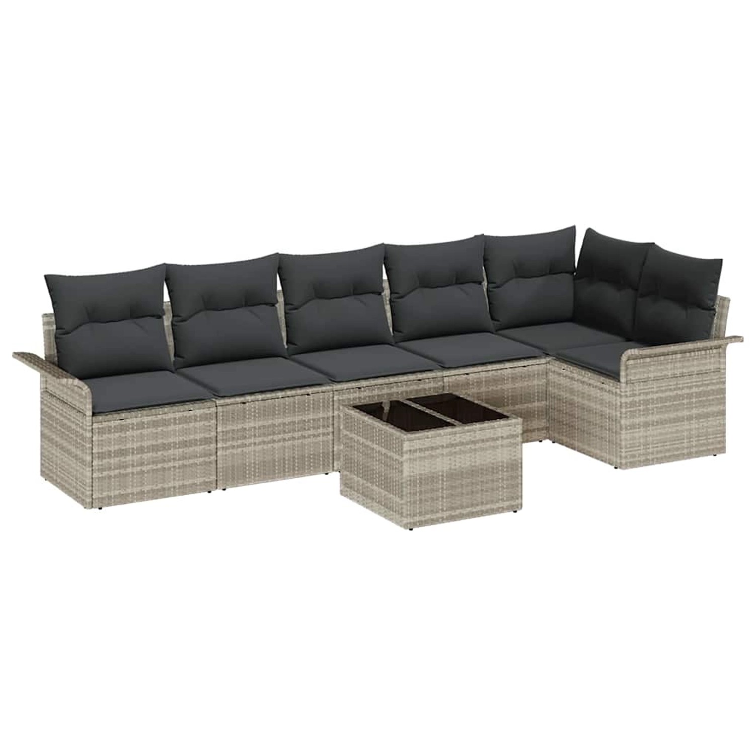 vidaXL Garten-Sofa-Set mit Kissen 7-Tlg Hellgrau Poly Rattan 3345392 günstig online kaufen