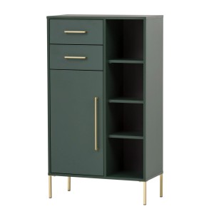Schildmeyer Highboard Kent in Waldgrün mit goldenen Griffen und Füßen, 117,4 cm hoch.