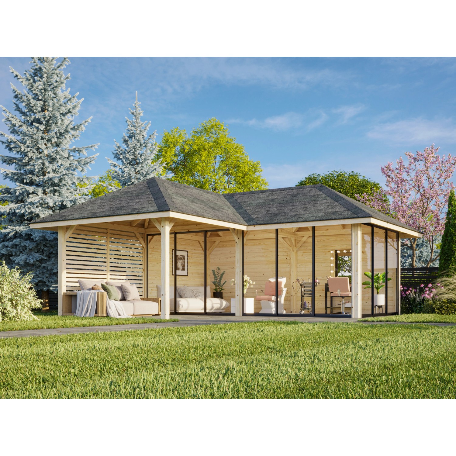 Palmako Pavillon Bianca Set 514 Slide Plus 588 x 588 cm Lackiert Weiß FSC® günstig online kaufen