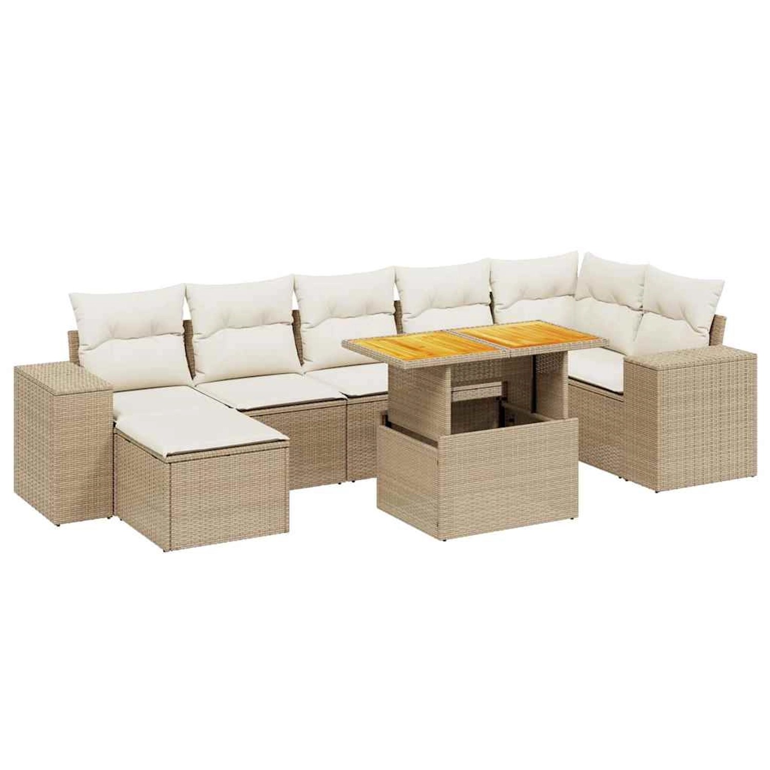 vidaXL 8-Tlg Garten-Sofagarnitur mit Kissen Beige Poly Rattan 3275935 günstig online kaufen