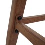 Nahaufnahme des braunen Barhocker-Stahlgestells in Holz-Optik mit schwarzer Schraubverbindung. Robust.