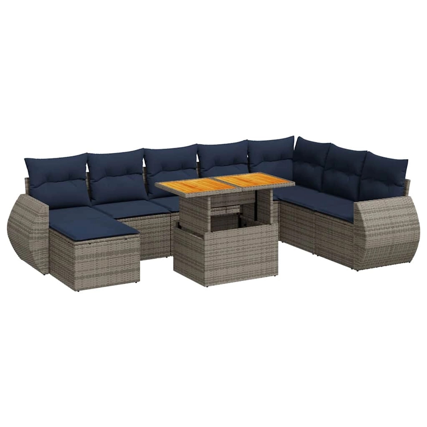 vidaXL 9-Tlg Garten-Sofagarnitur mit Kissen Grau Poly Rattan 3327302 günstig online kaufen