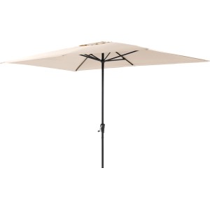 Rechteckiger, beiger Marktschirm Honolulu 200x300 cm mit Kurbel für Garten und Terrasse.