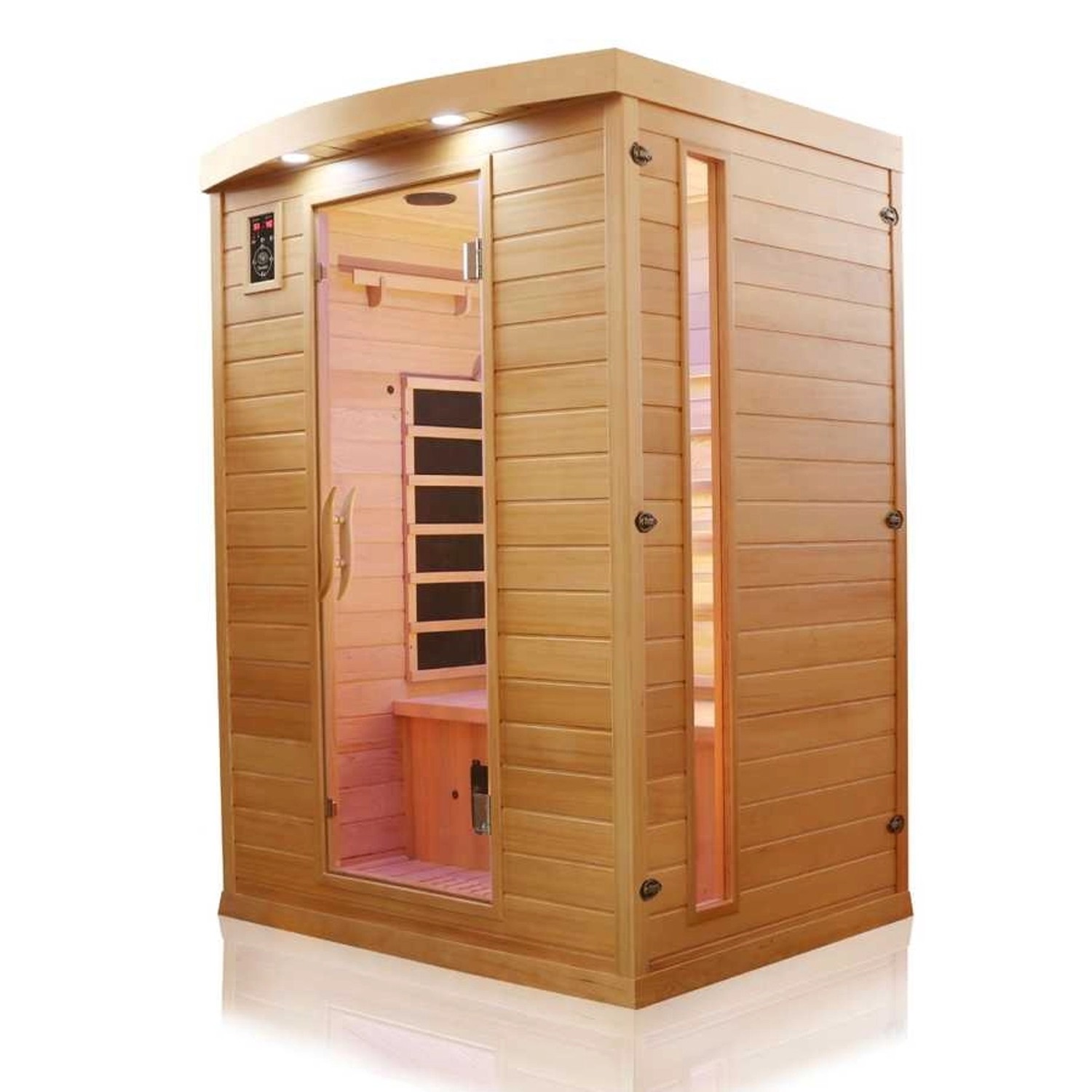 Dewello Infrarotkabine Pierson für 2 Personen aus Hemlock Tannenholz.