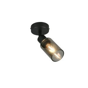 Schwarzer Reality Strahler Mars mit rauchfarbenem Glas, 1-flammiger Spot.