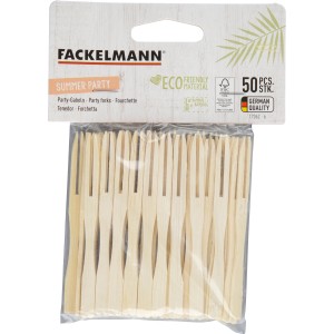 Fackelmann Partygabeln Sommerparty, 50 Stück aus Bambus im transparenten Pack.