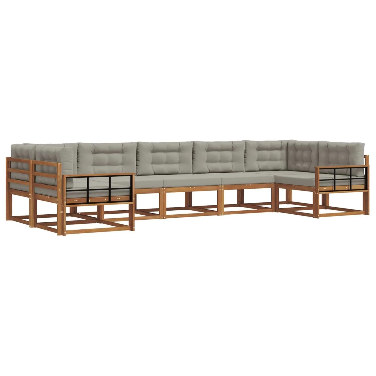 vidaXL Outdoor-Sofagarnitur mit Kissen 7-Tlg Natur und Hellgrau 3368114