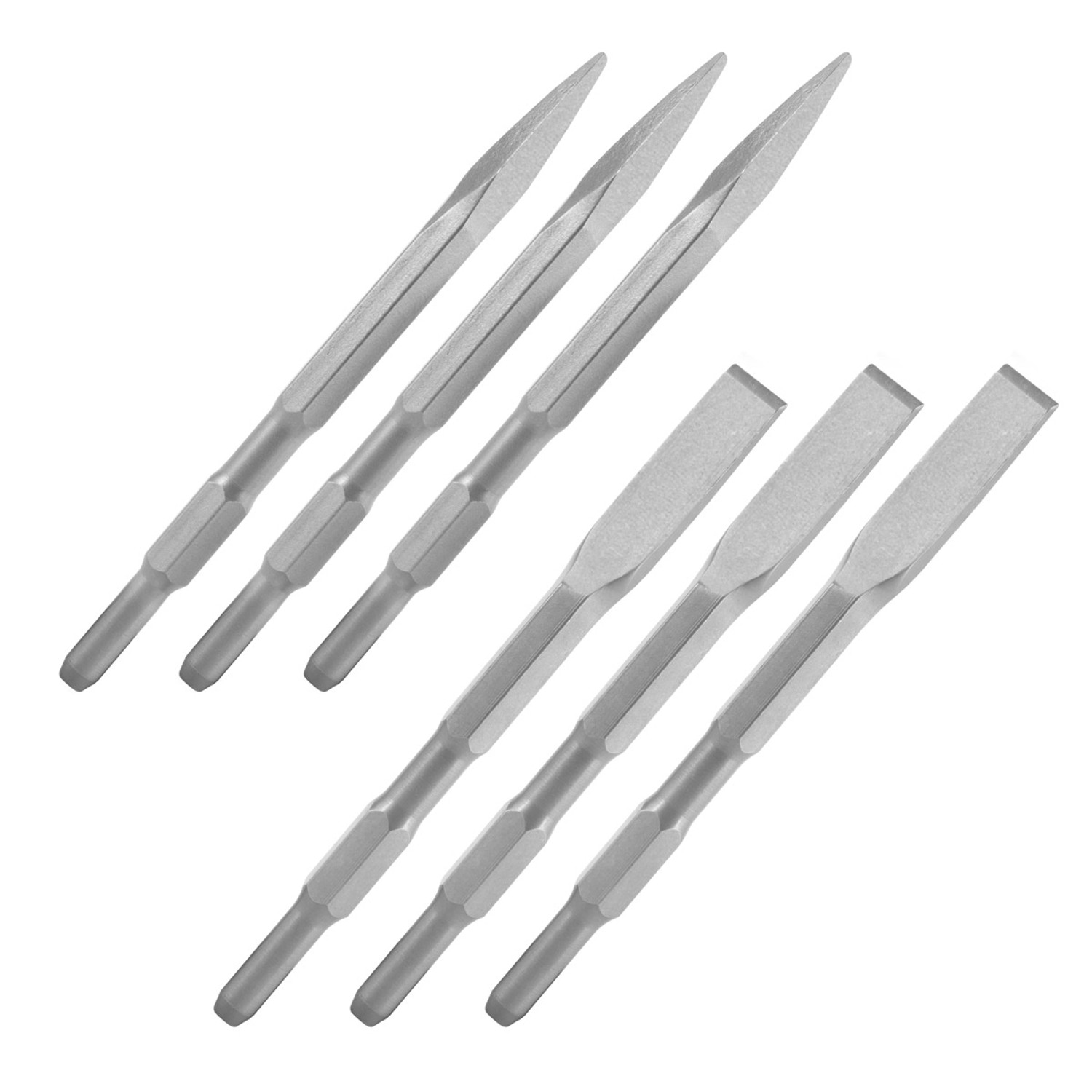 STAHLWERK Meißel 6er Set Mit 3 Flachmeißeln Und 3 Spitzmeißeln 17 X 260 MM