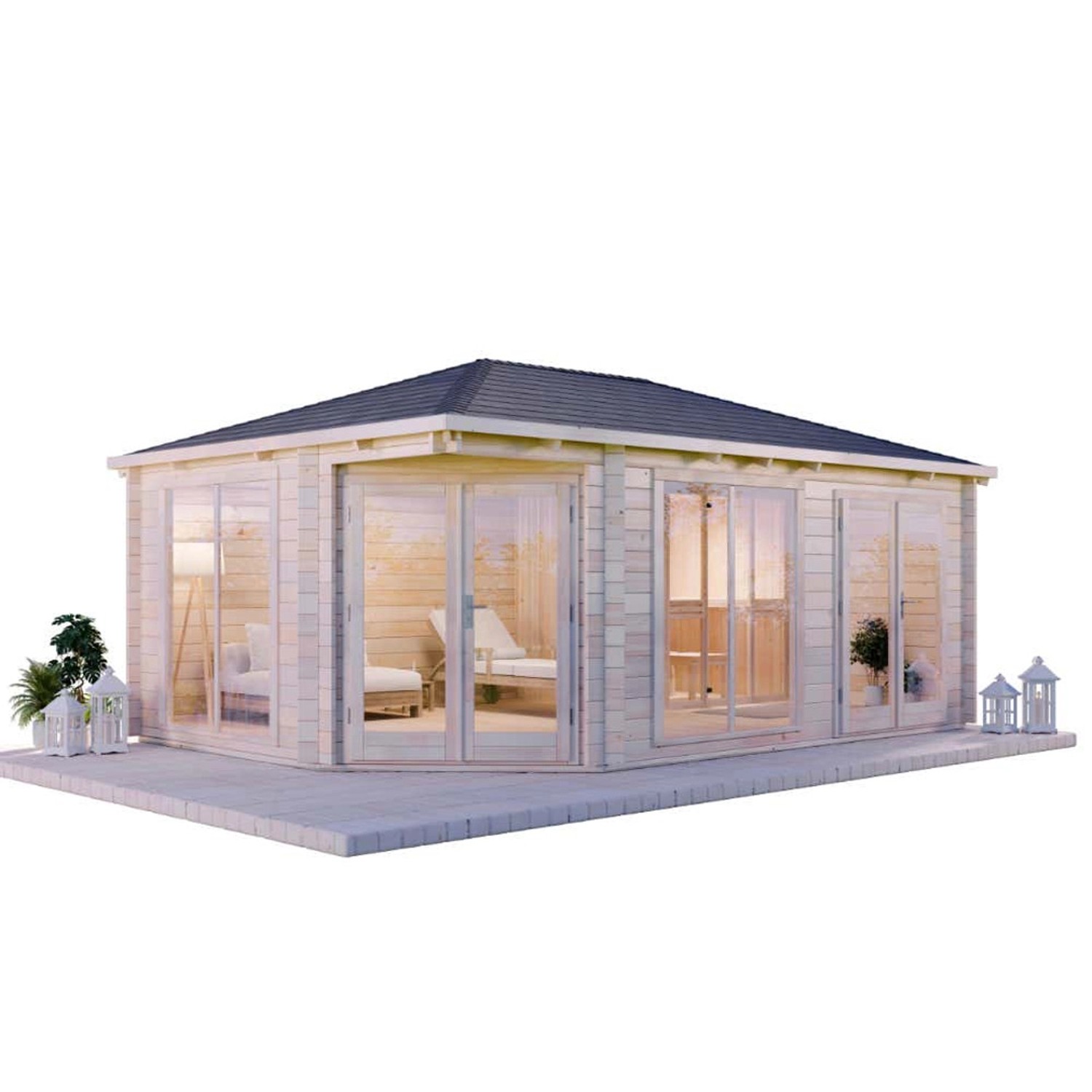 Finntherm Gartensauna Julia-40 ISO Naturbelassen 608 cm x 420 cm