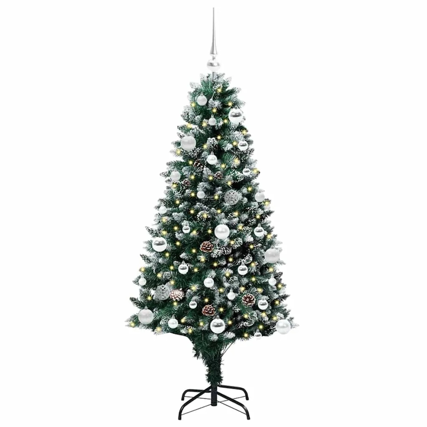 vidaXL Künstlicher Weihnachtsbaum mit 150 LEDs mit Ständer Grün 150 cm 3396256