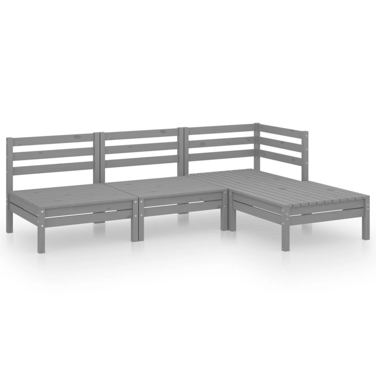 4-tlg. Garten-lounge-set Massivholz Kiefer Grau günstig online kaufen