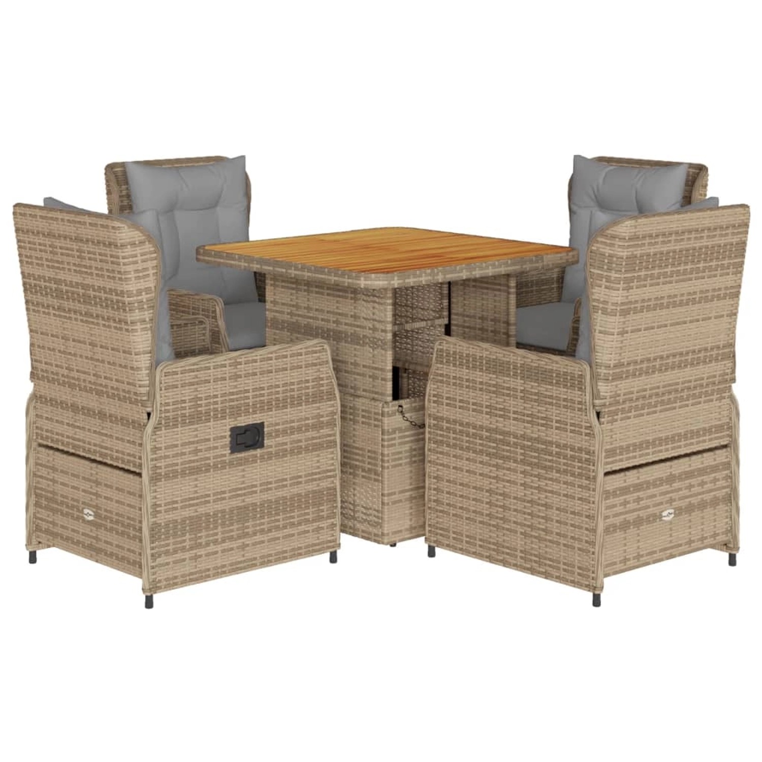 vidaXL 5-Tlg Garten-Essgruppe mit Kissen Beige Poly Rattan 3262772 günstig online kaufen