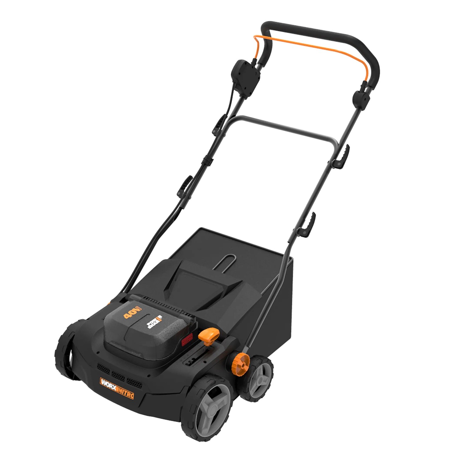 Worx 40V Akku-Vertikutierer WG855E.9, Elektro-Vertikutierer in Schwarz und Grau.