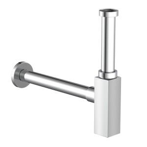 Verchromter Kirchhoff Flaschensiphon DS-3WK für Waschtische, 41,9 mm Anschluss.