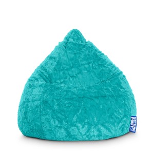 Türkisfarbener Sitting Point Sitzsack Fluffy, 120 l, aus Plüschstoff.