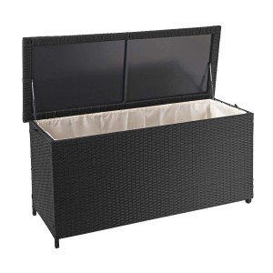 Proregal Poly-Rattan Kissenbox HxBxT 63x135x52cm Premium Schwarz 320L Gartentruhe Auflagenbox Truhe