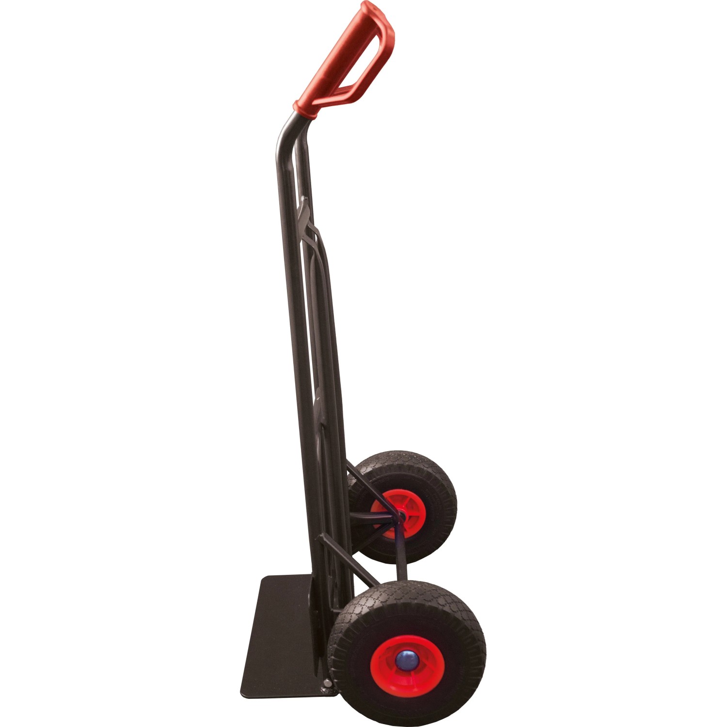 Schwarze Pro-Bau-Tec Sackkarre mit PU-Rädern, Tragkraft 200 kg, für Baugeräte.