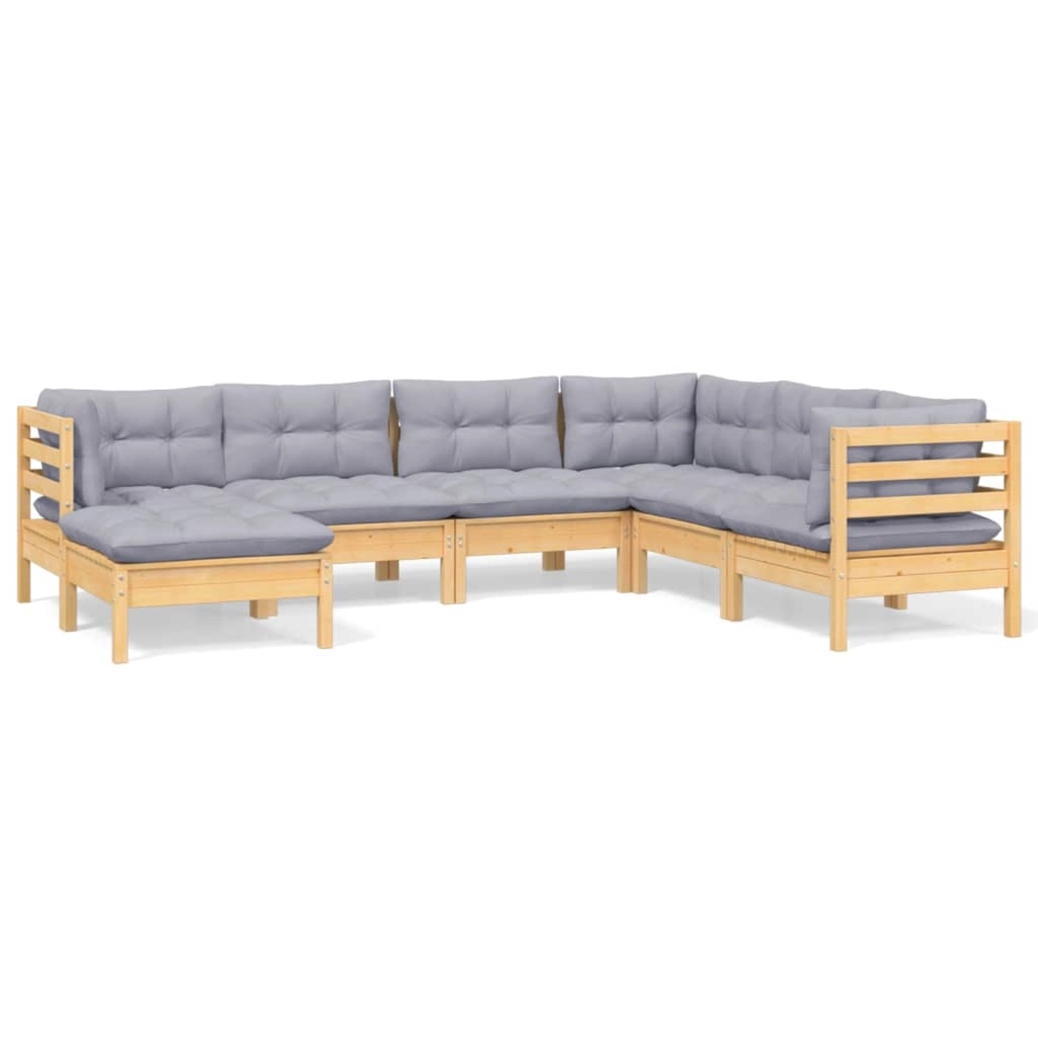 vidaXL 7-Tlg Garten-Lounge-Set mit Grauen Kissen Kiefer Massivholz 3096561 günstig online kaufen